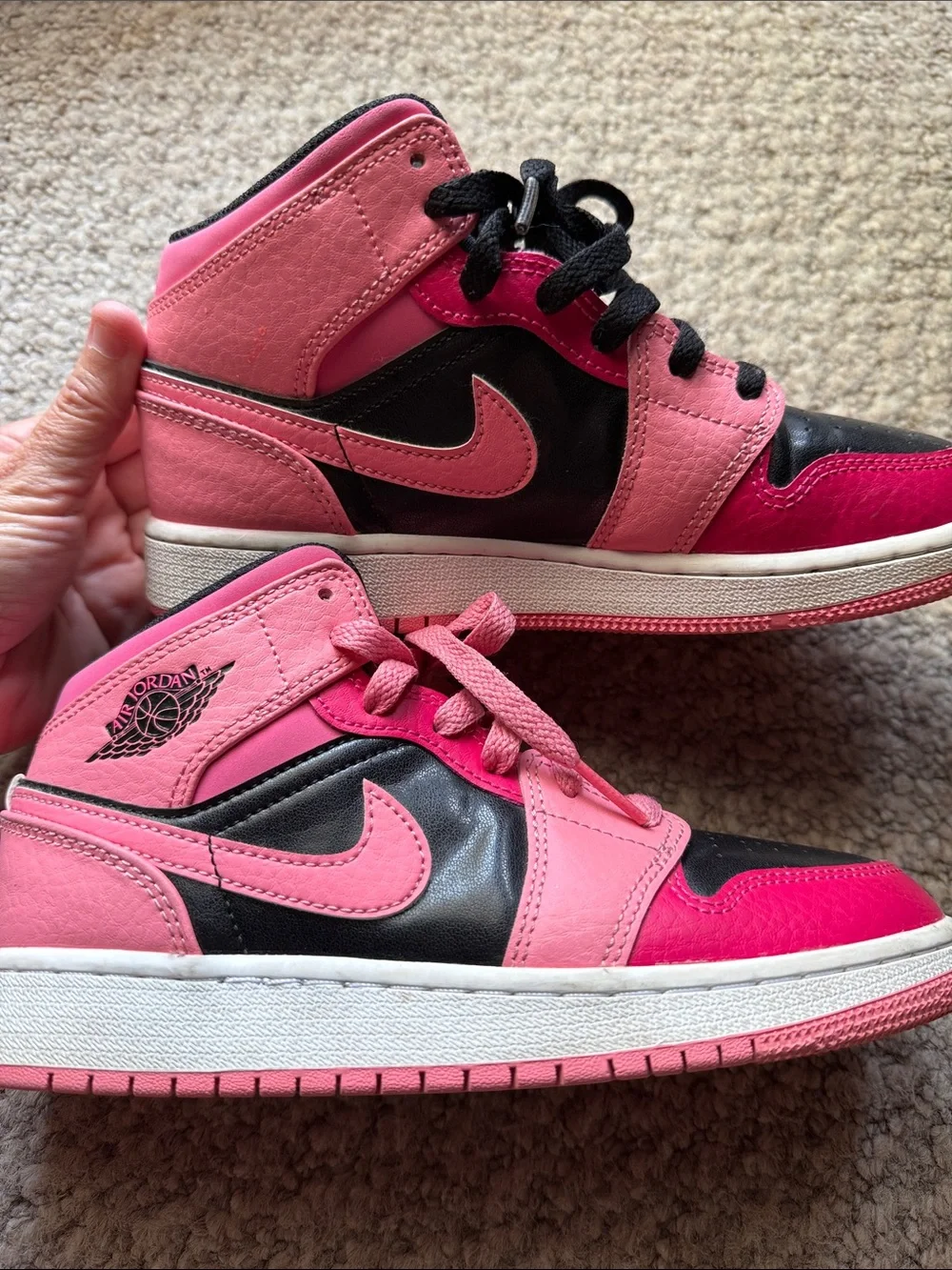 Jordan Kids' High-Top Sneakers in Pink and Black